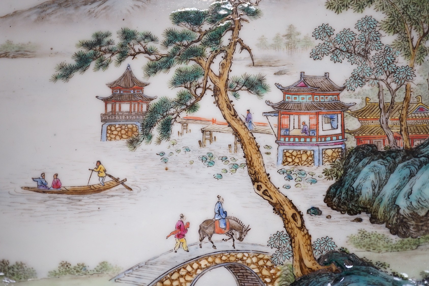 A large 20th century Chinese famille rose dish - 40cm diameter
